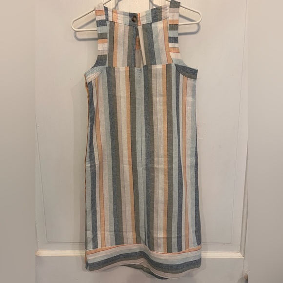 For Cynthia women’s linen blend striped shift dress XS side buttons & pockets - Picture 2 of 9